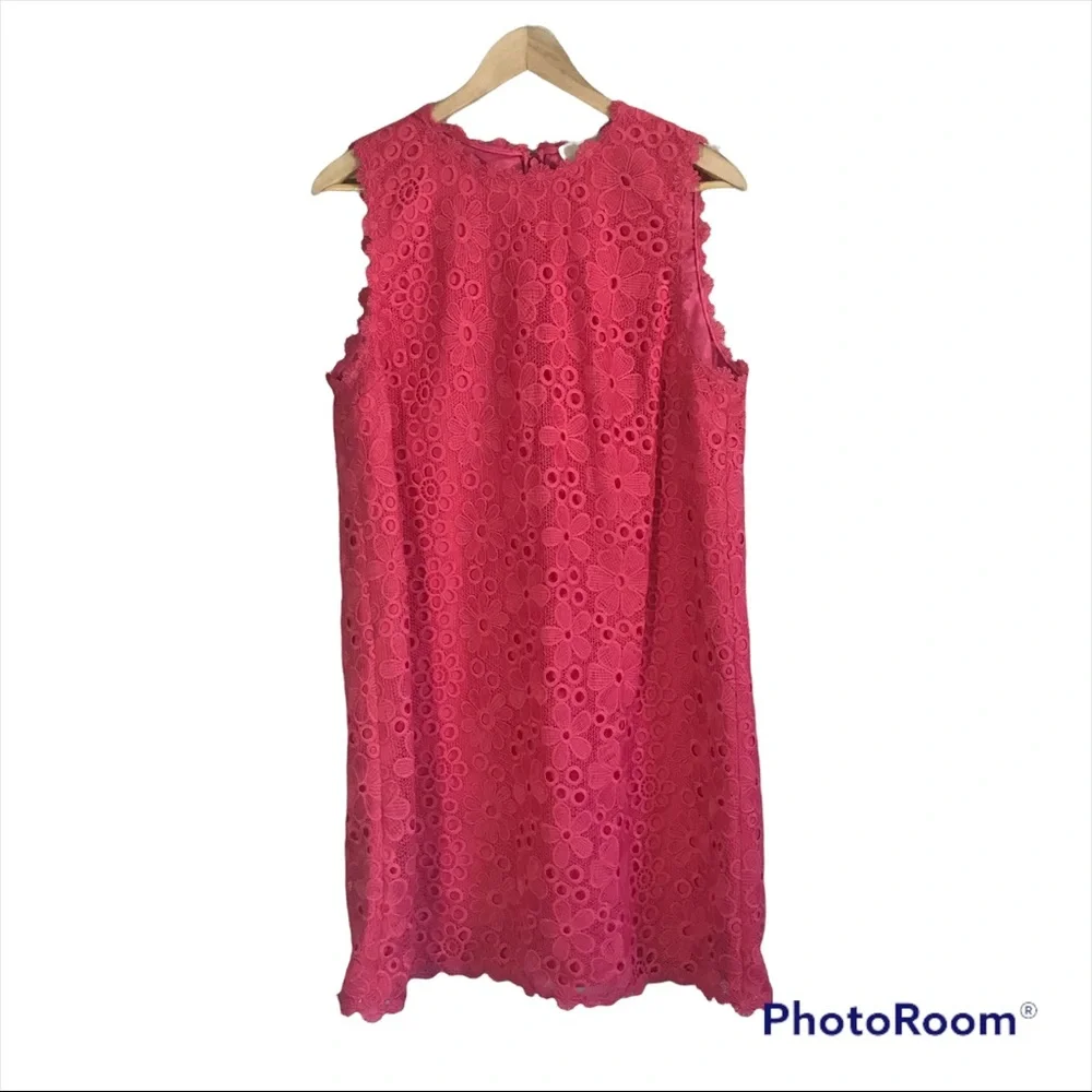 Kate Spade Lace Eyelet Coral Shift Dress Size 14
